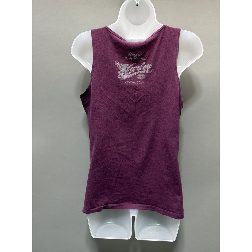 Harley-Davidson Graphics Embellished Purple Tank Top L Made In USA 2014