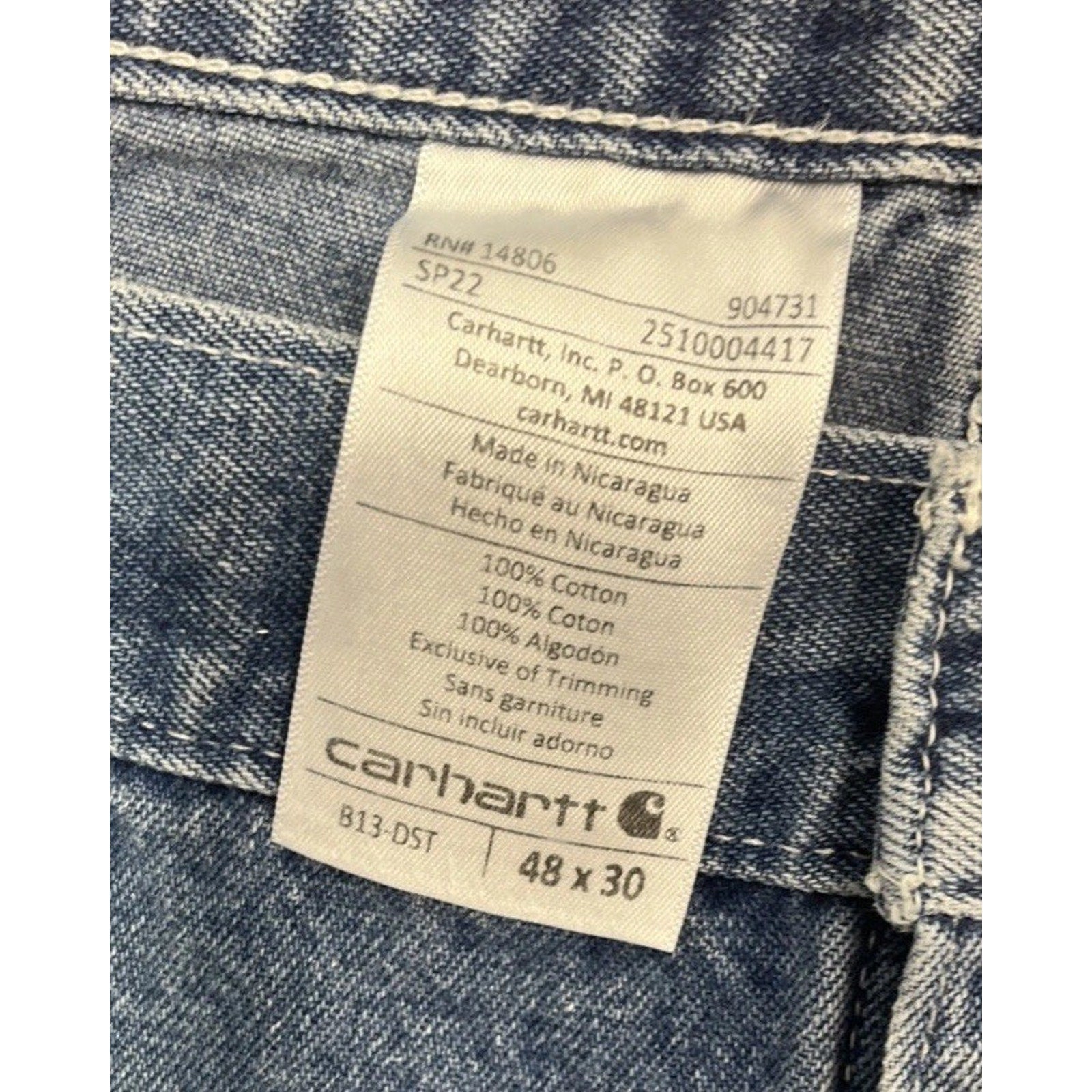 Carhartt B13 DST Carpenter Utility Jeans Men's 48x30 in Medium Wash Blue - EUC!