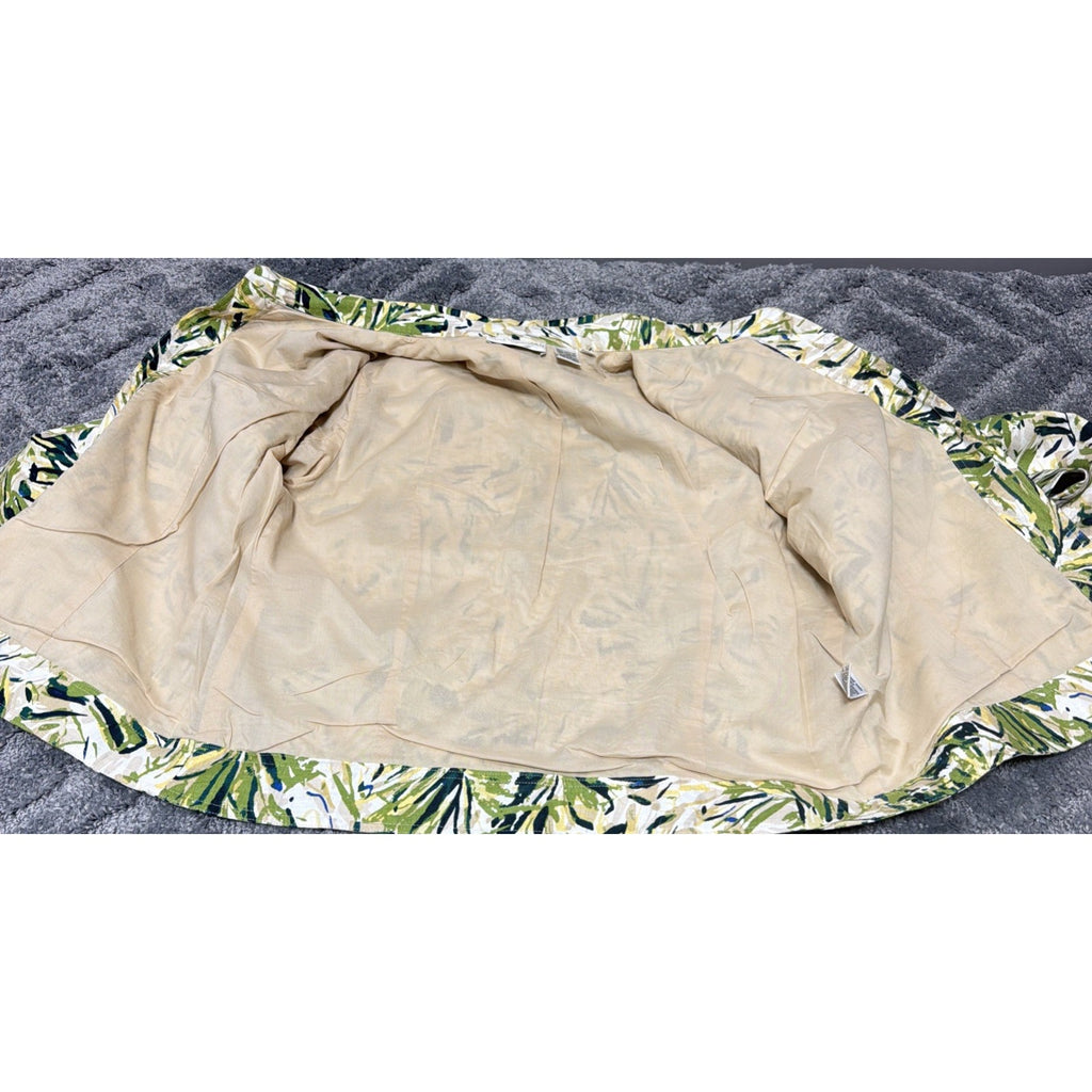 DANA BUCHMAN SIZE 12 100% LINEN BOMBER JACKET PALM PRINT LINED