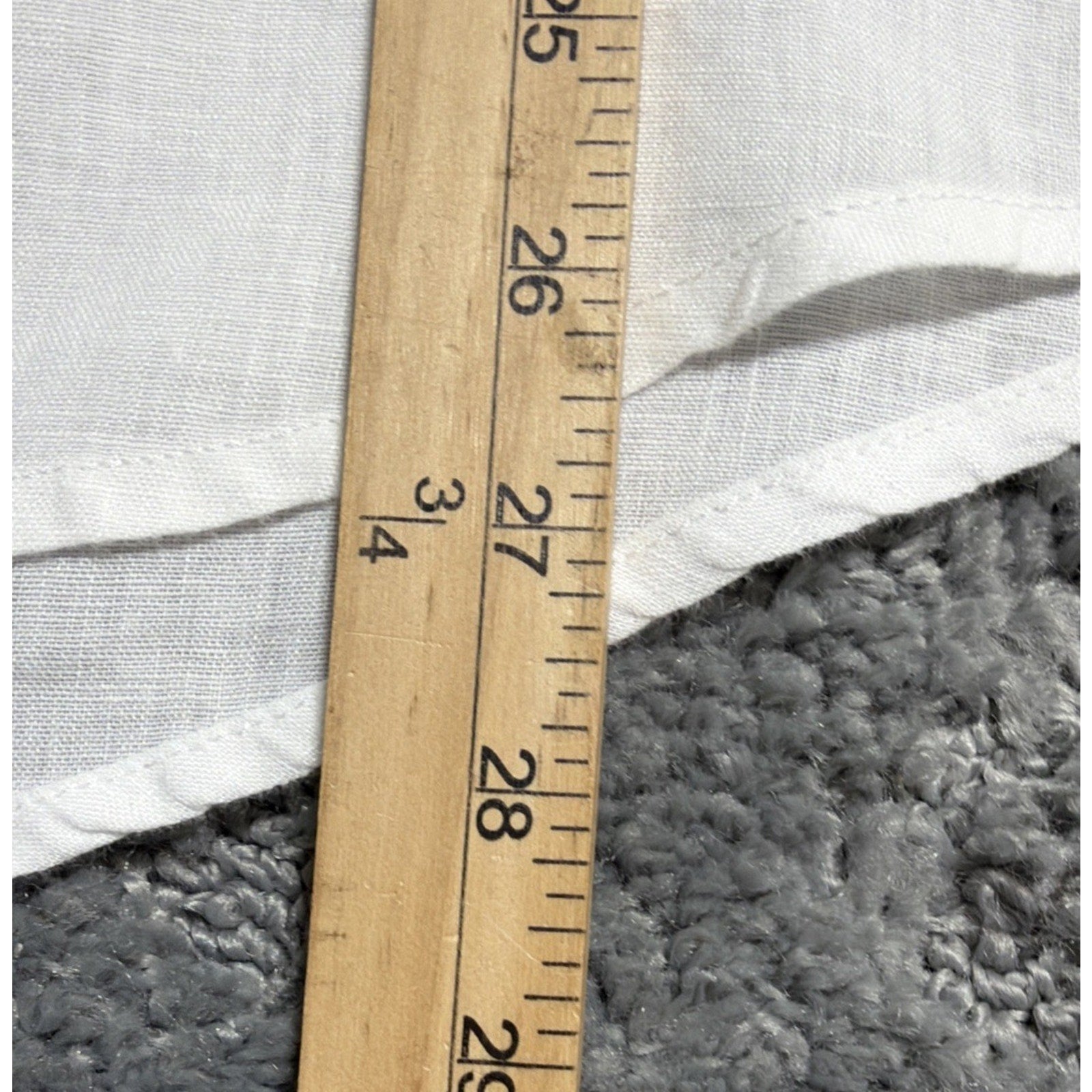 HERITAGE Shirt Mens Medium Bright White Button Up Short Sleeve 100% Linen