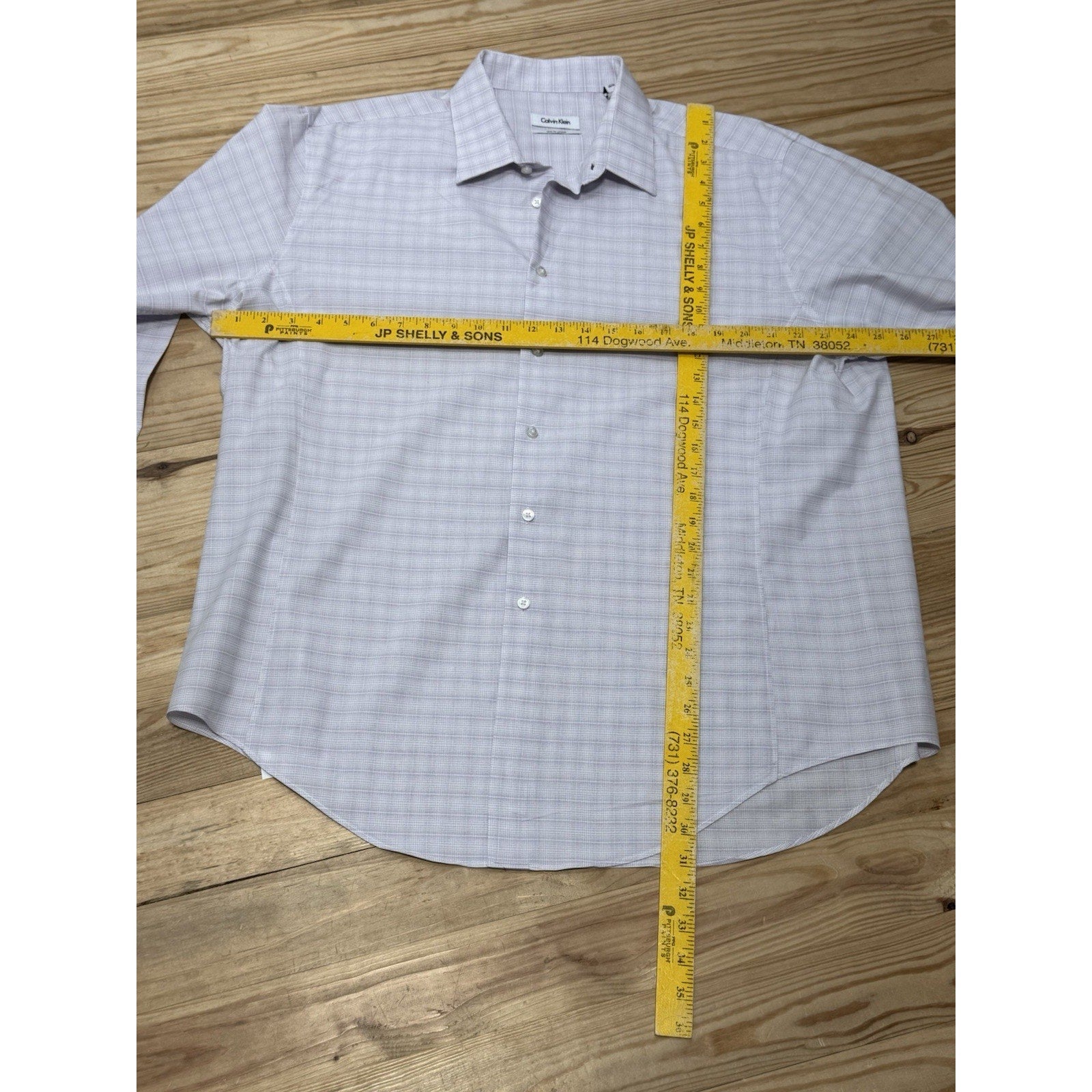 Calvin Klein Regular Fit Dress Shirt Men's 17 1/2, 34/35 Long Sleeve Purple