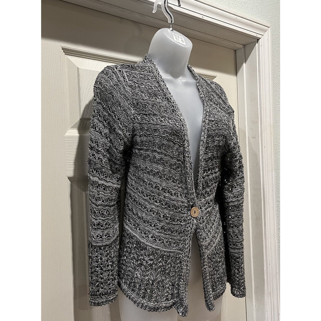 Kim Rogers Gray Textured Knit Cardigan One Button Closure Women's Size Large