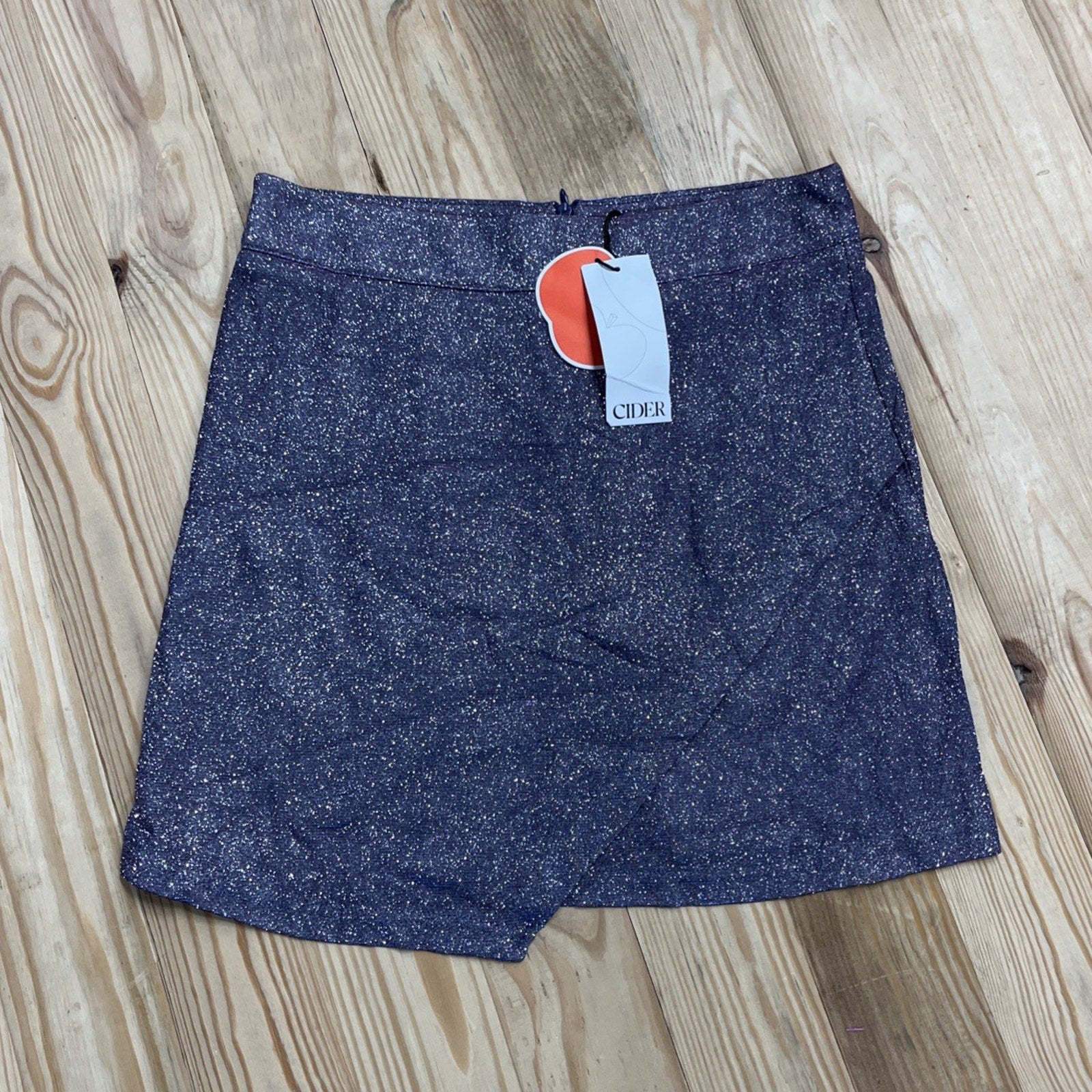 Cider Glitter High Waist Asymmetrical Hem Short Skirt Size Small