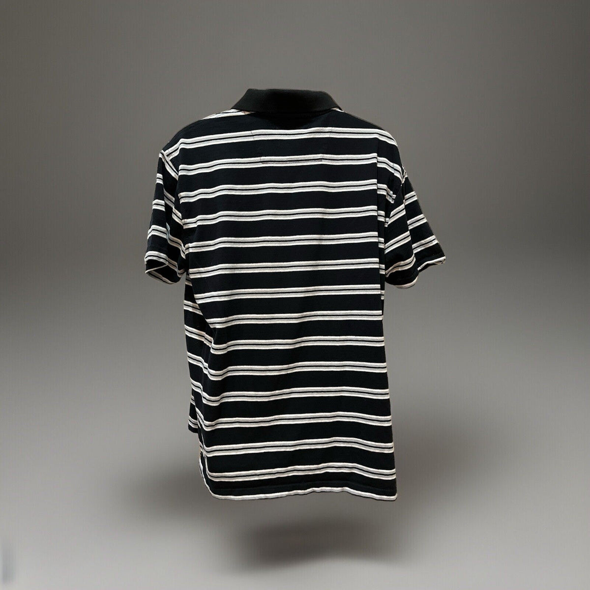 St Johns Bay Black Stripe Performance Polo Men's Size X-Large Preppy Cotton