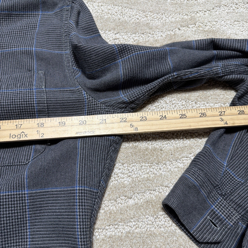 Eddie Bauer Flannel Shirt Mens M Tall Gray Blue Outdoors Favorite Classic Fit