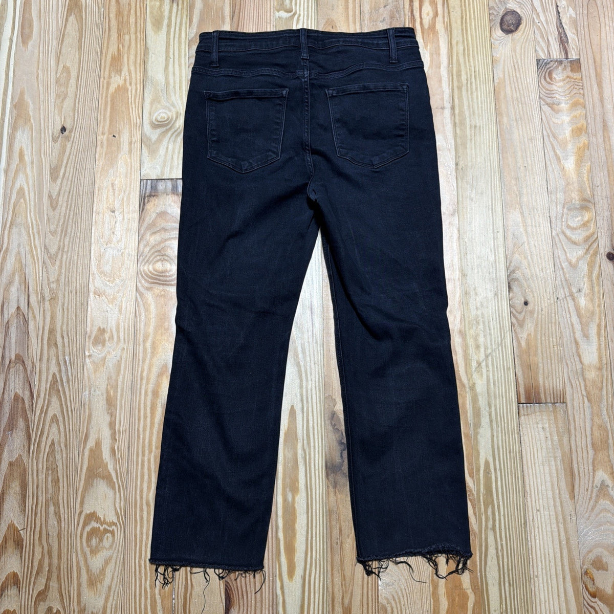 Flying Monkey Womens Hig Rise Slim Crop Jeans 30 Black Stretch Denim Raw Hem