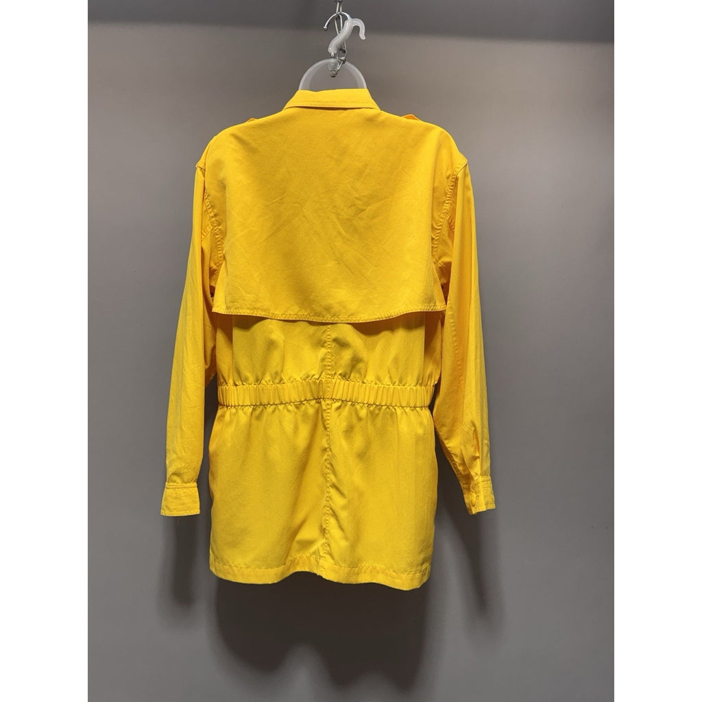 Vtg Liz Sport Petite Yellow Utility Jacket Women L Lightweight Safari Military