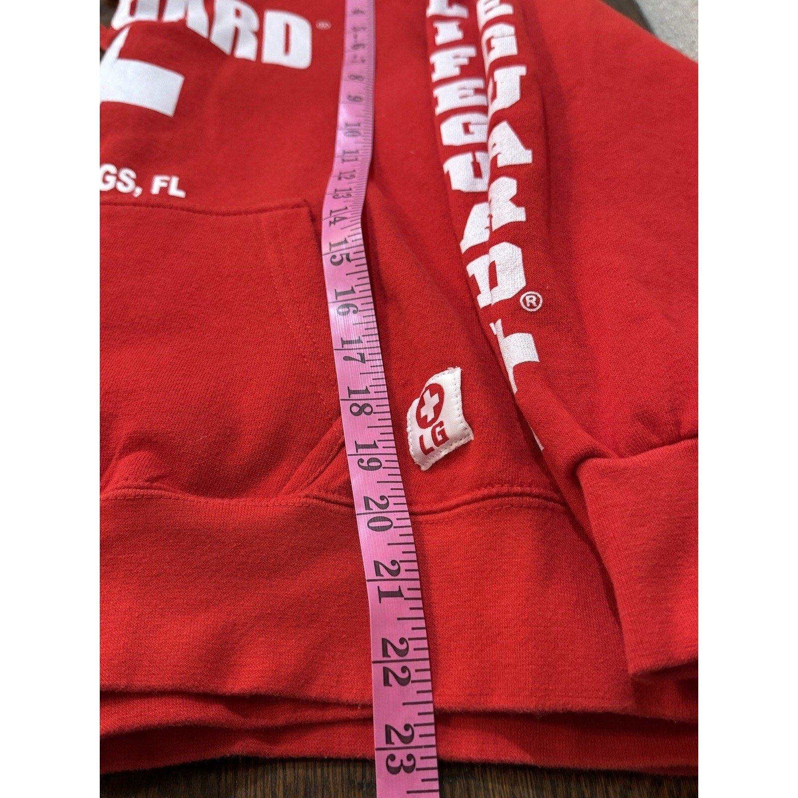 Lifeguard Hoodie Sweatshirt Womens Medium Tarpon Springs Florida Red Official
