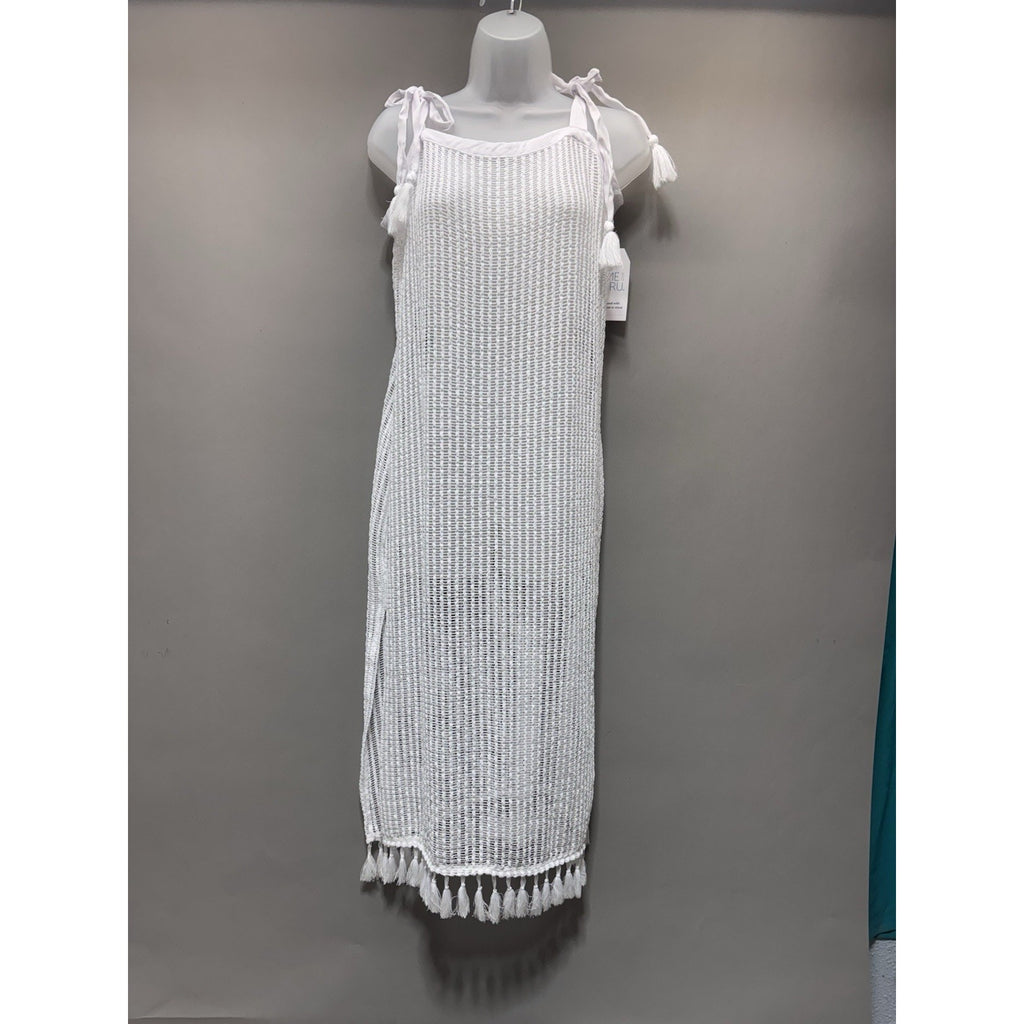 Time and Tru Women's White Striped Button Up Dress Size L