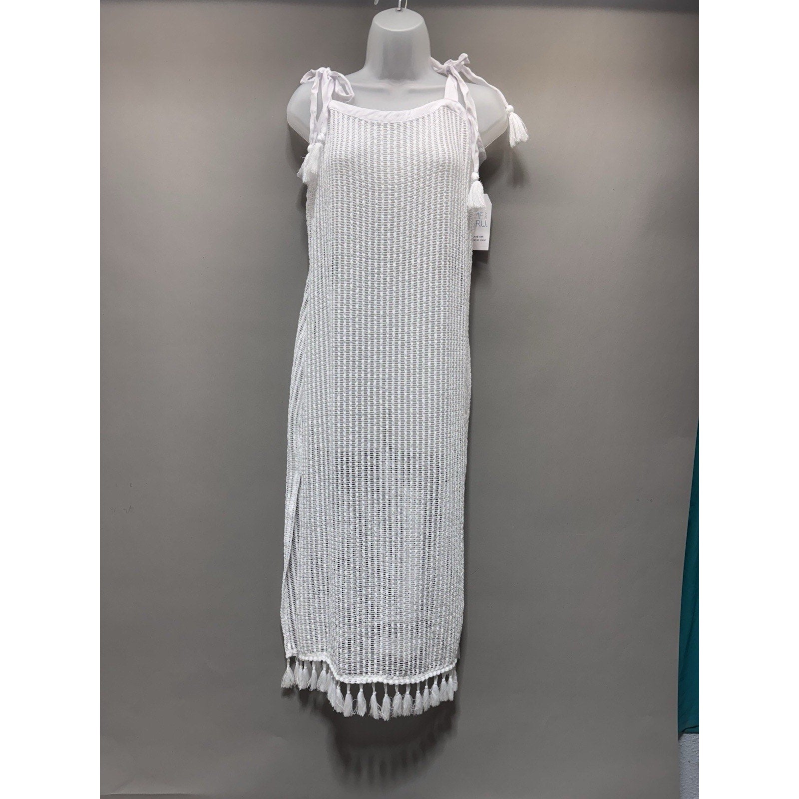 Time and Tru Women's White Striped Button Up Dress Size L