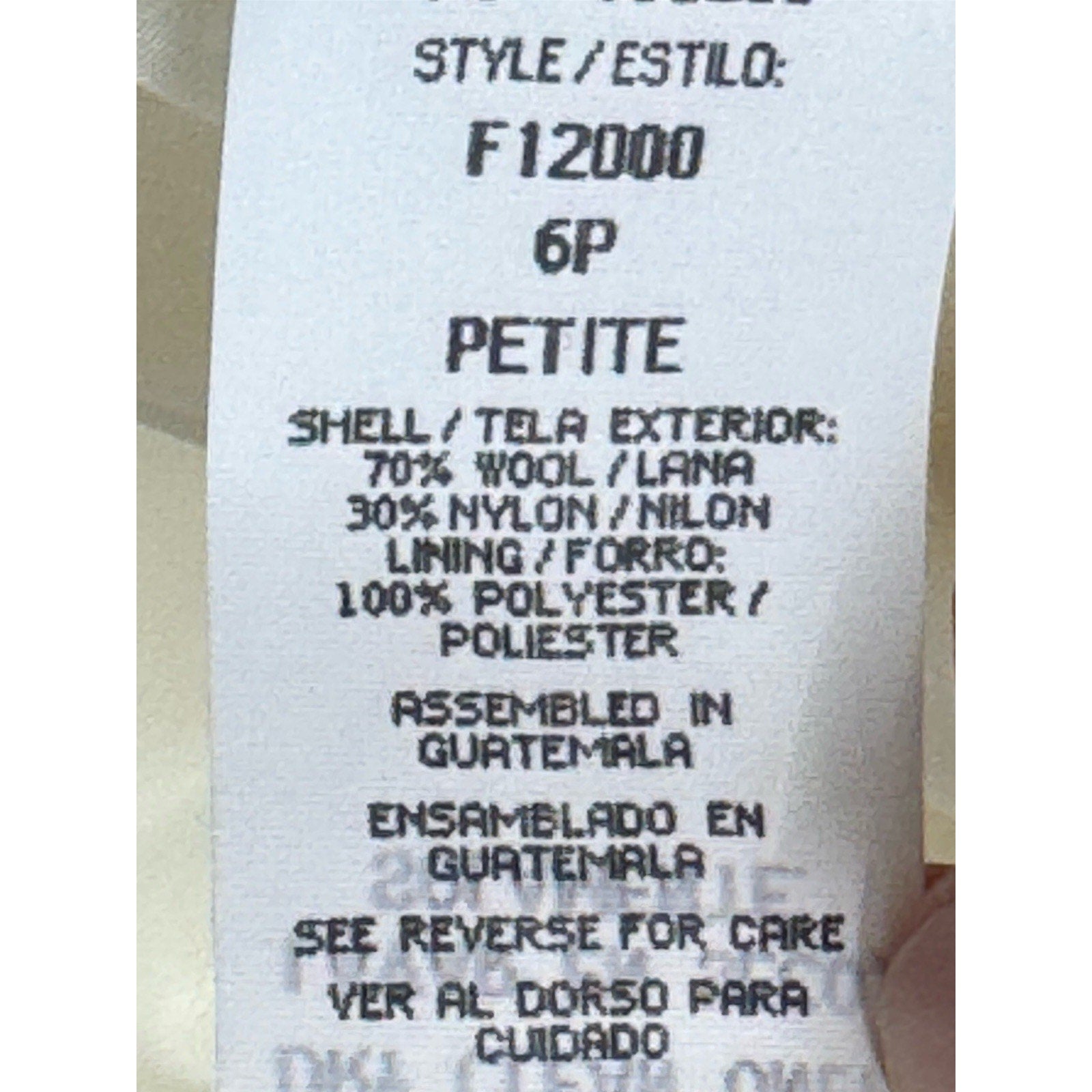 Sag Harbor Blazer Women’s 6 Petite Ivory Wool Nylon Boyfriend Classic Style