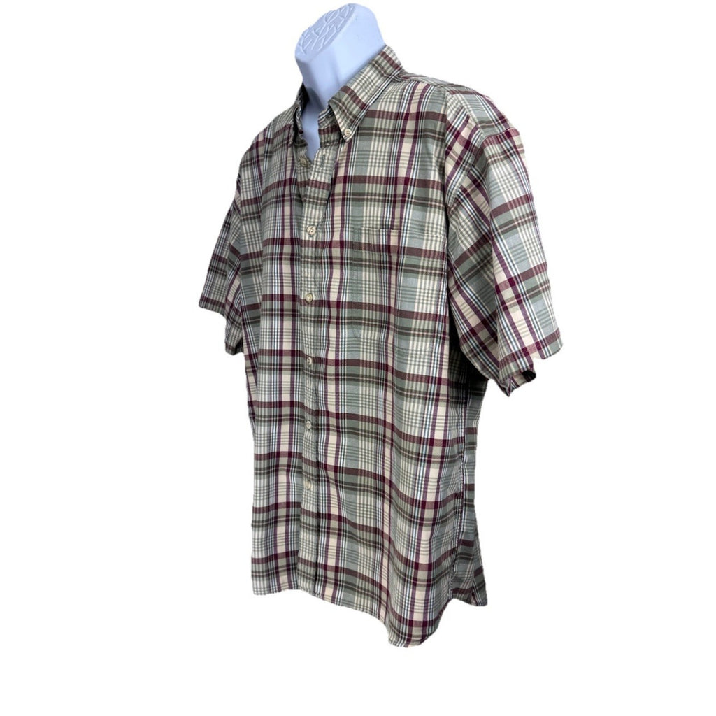 Men's CROFT & BARROW Multi Color Plaid Button Down Shirt Size L Short Sleeves