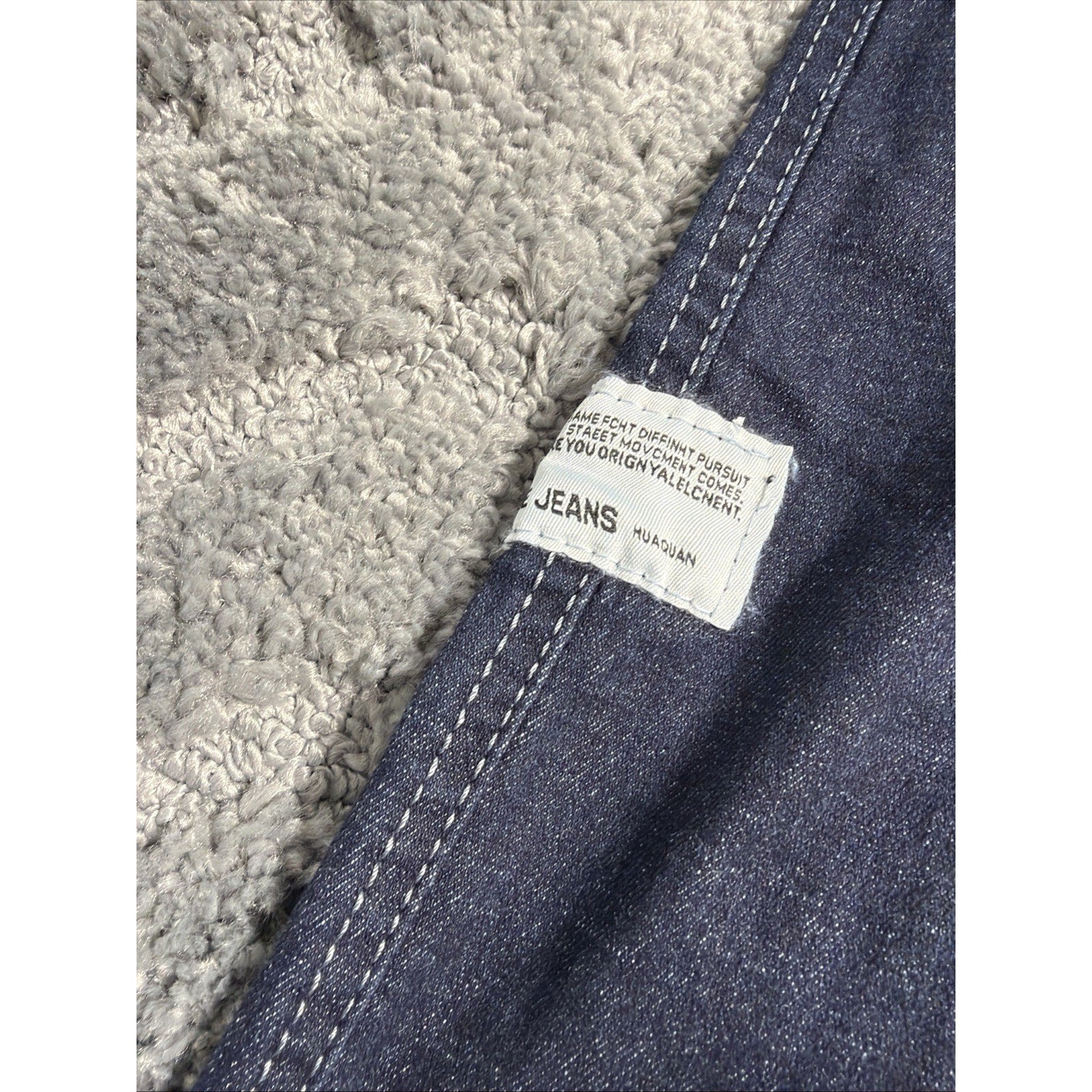 Men Loose Hip Hop Jeans Elastic Waist Straight Denim Pants Drawstring Blue 32