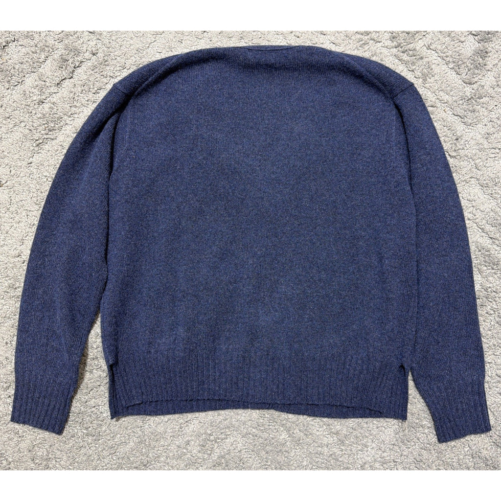 Polo Ralph Lauren Cardigan Navy Blue Italian Wool Embroidered Knit Womens S