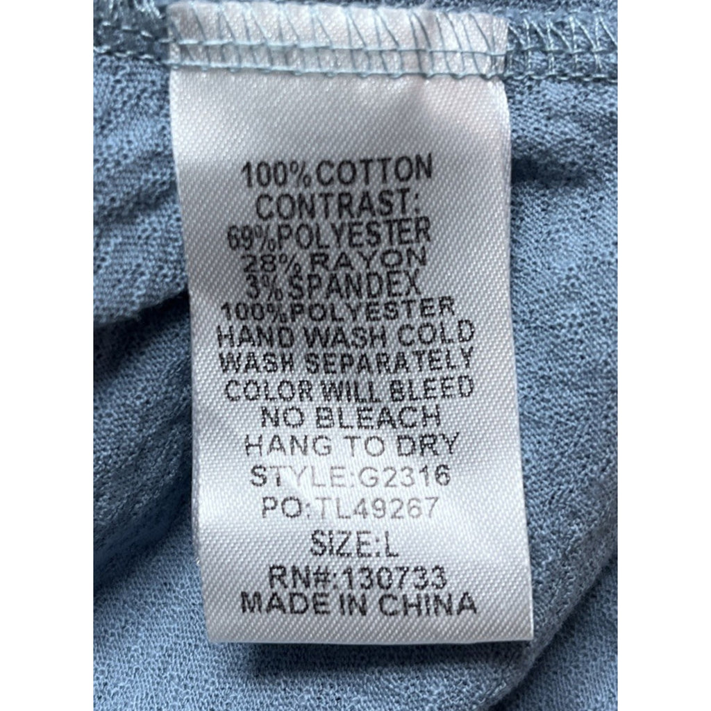 Umgee Denim Blue Waffle Knit Long Sleeve Batwing Casual Solid Top Women's Large