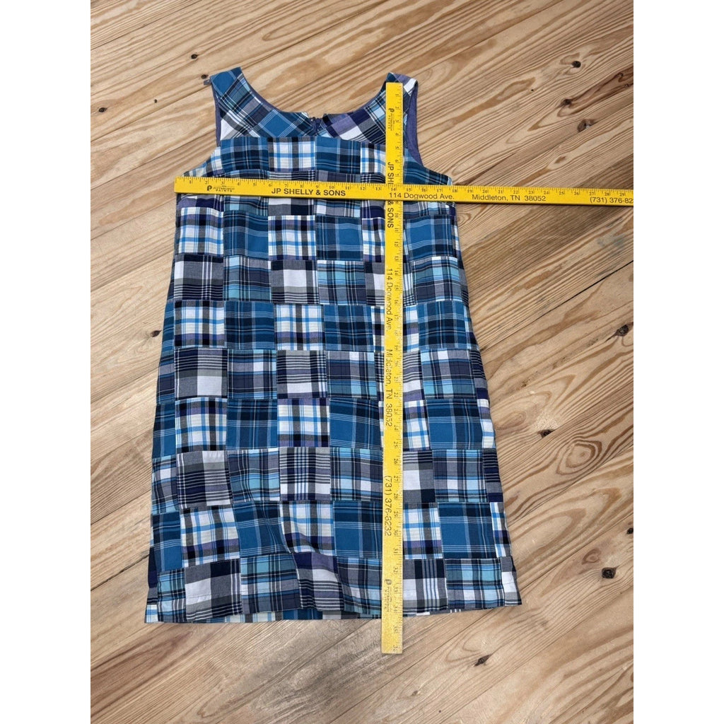 Talbots Blue Patchwork Madras Dress Pockets Sleeveless 100% Cotton Women’s 6