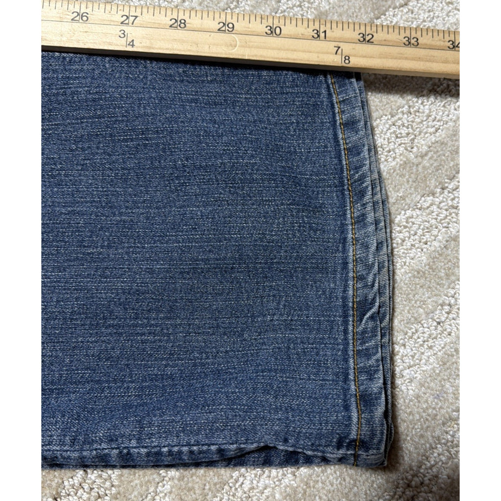Baccini Womens Mid Rise Straight Leg Embroidered Blue Denim Jeans 5 POCKE Sze 10