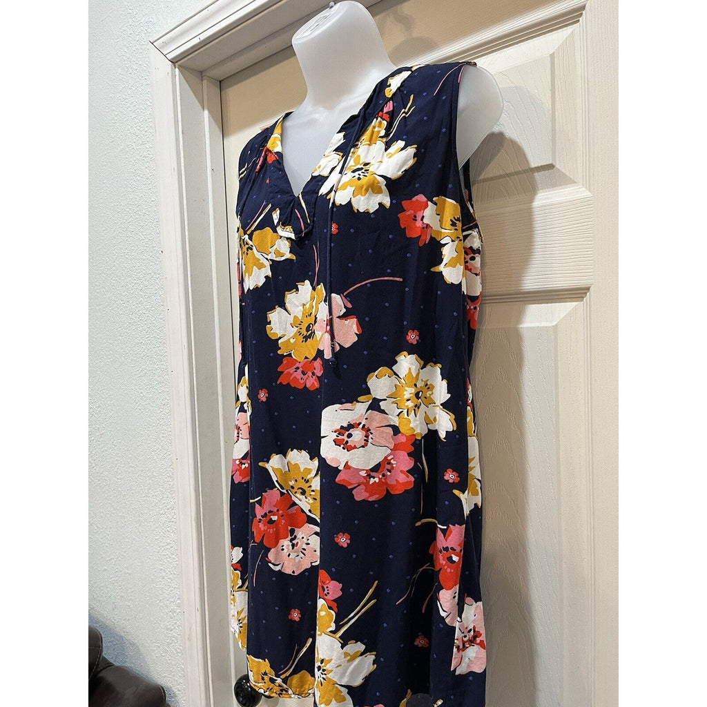 Old Navy Women's Dress Medium Blue Floral Sleeveless A-Line V-Neck Casual