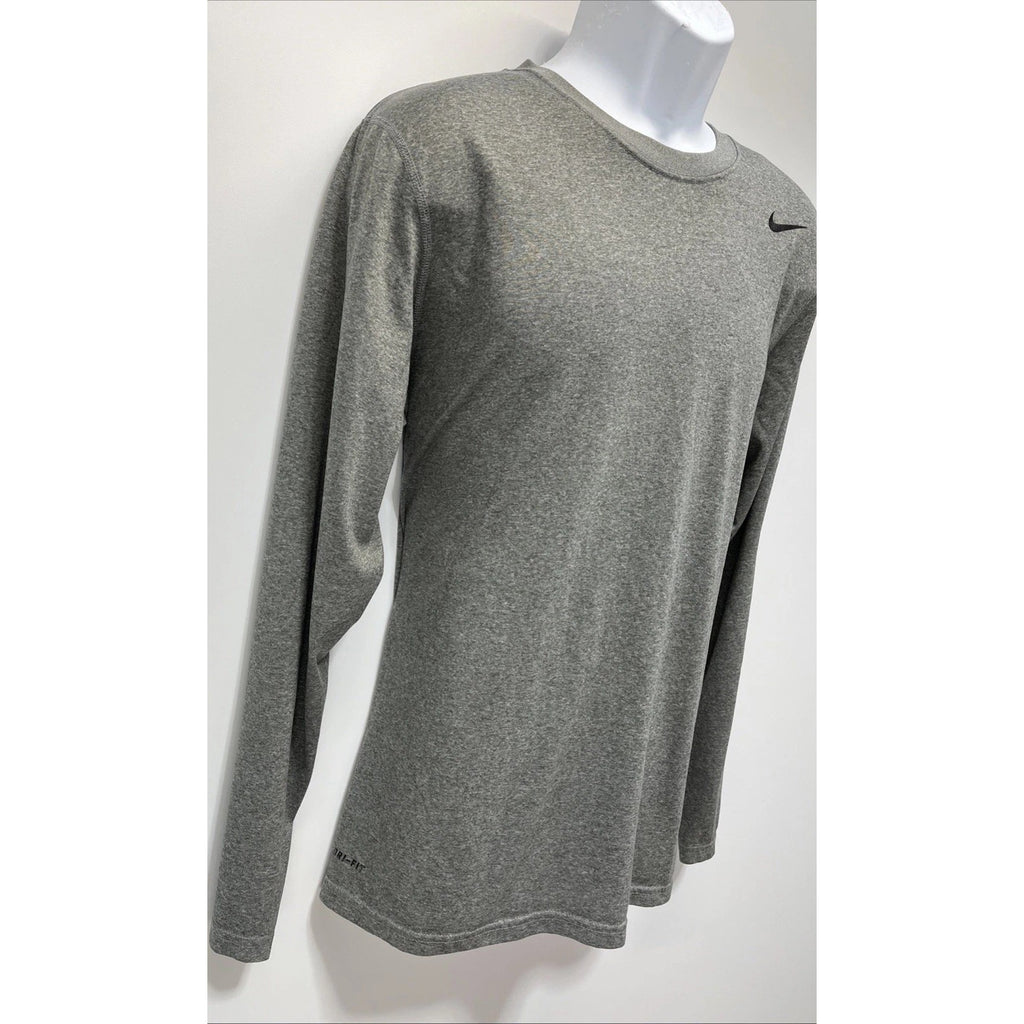 Mens Nike Dri Fit Training Long Sleeve Shirt Size L Gray Running Casual Gym Run
