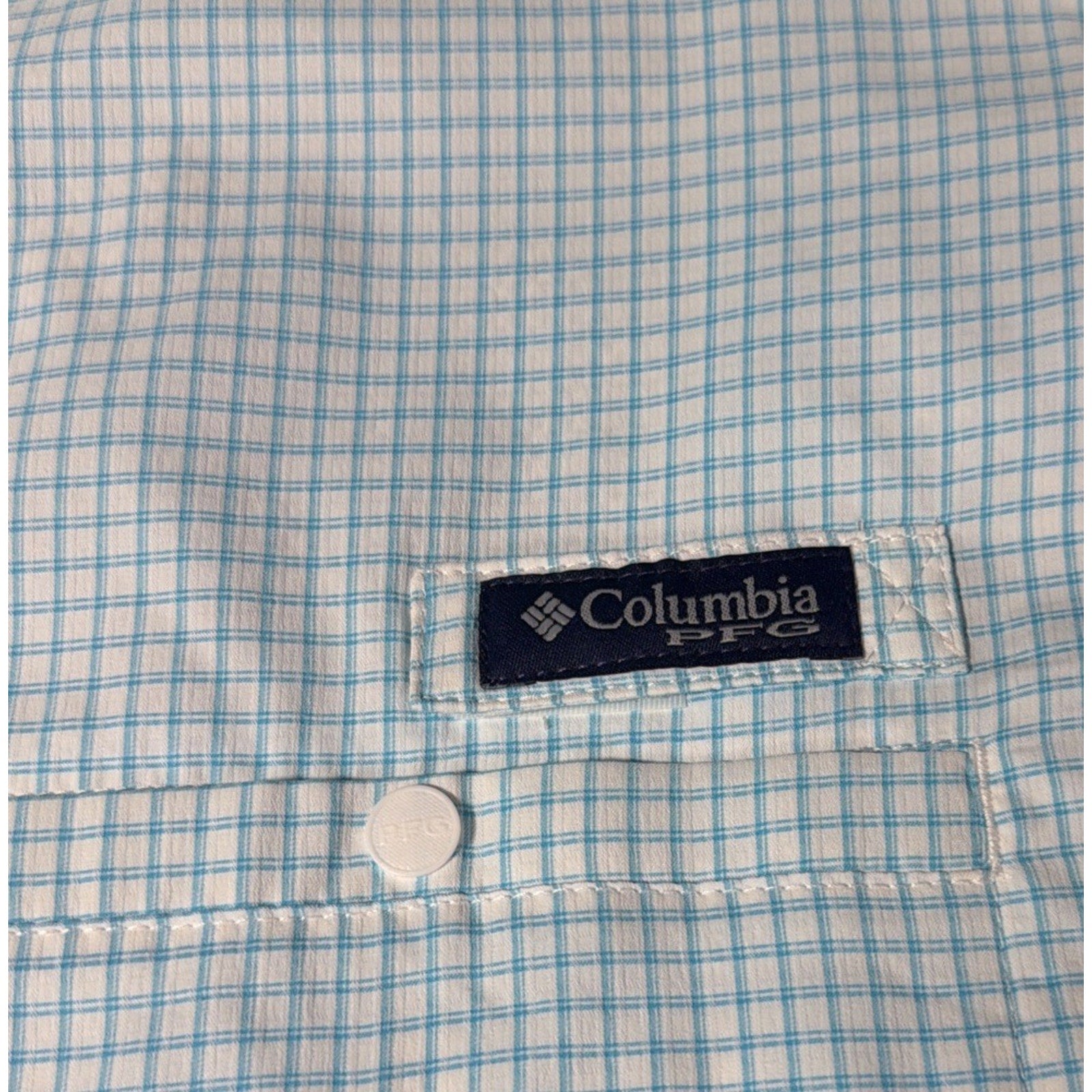 Columbia Mens XL PFG Super Tamiami S. Sleeve White Blue Plaid Button Shirt NWT