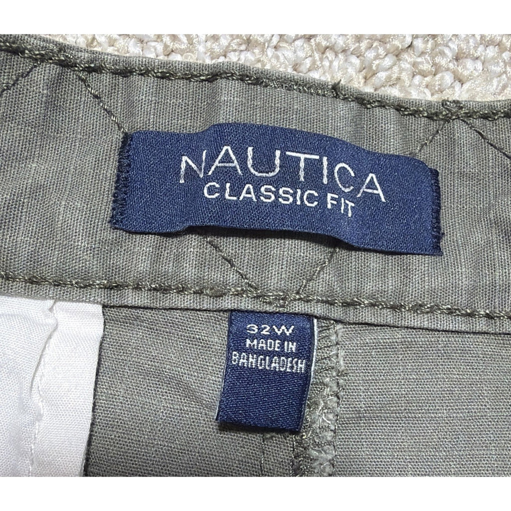 MENS NAUTICA Flex CLASSIC FIT STRETCH RIPSTOP 9”CARGO SHORTS 32 Green