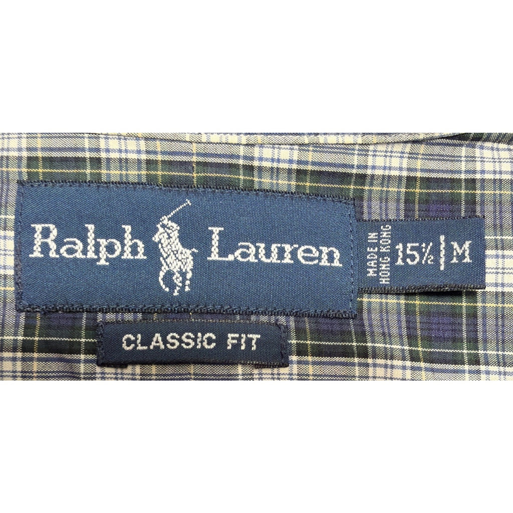 Polo Ralph Lauren Mens Plaid Classic Fit Poplin Shirt Made In Hong Kong M