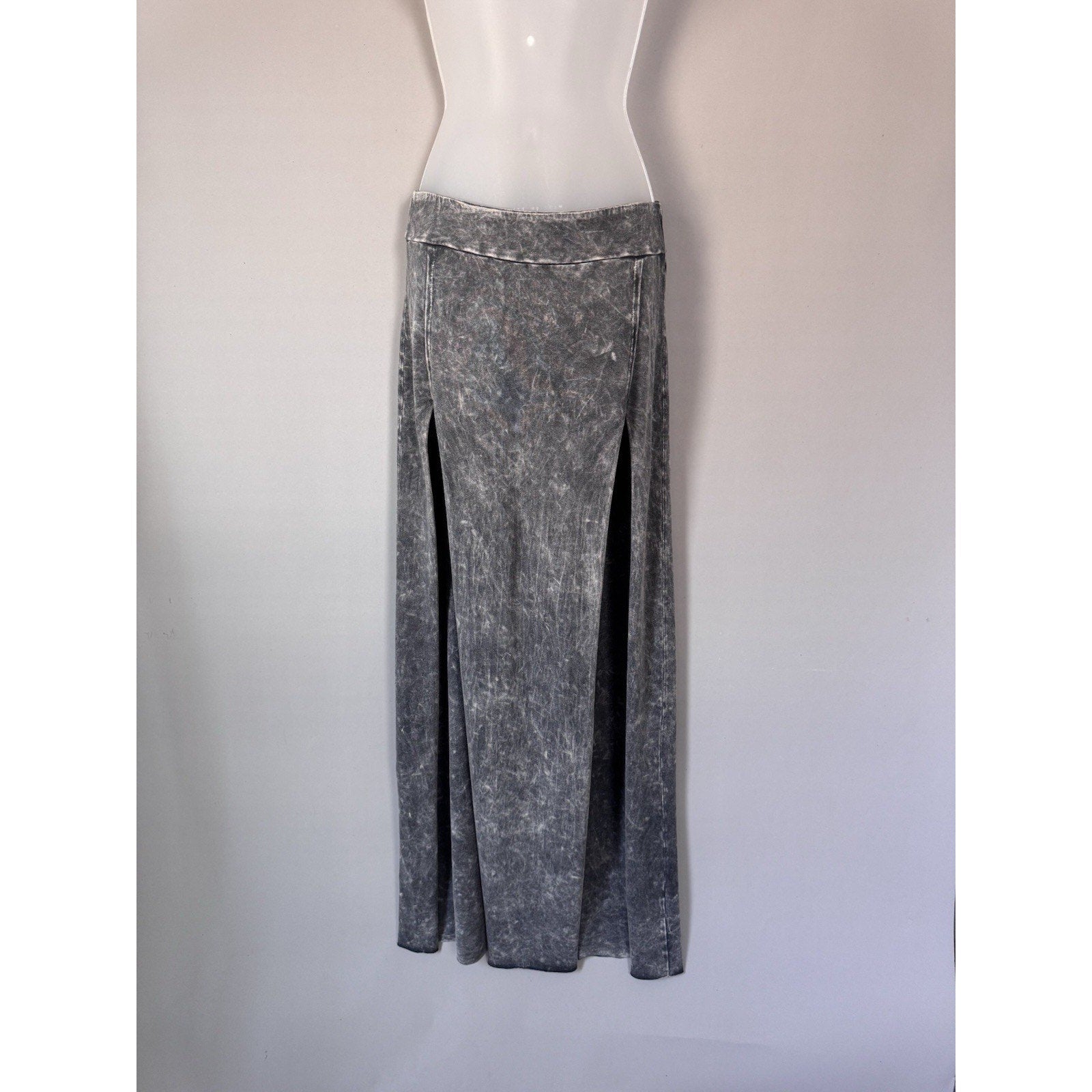 Tribe Kelley Gray Acid Wash Maxi Skirt Medium Made USA Boho Festival Brittney