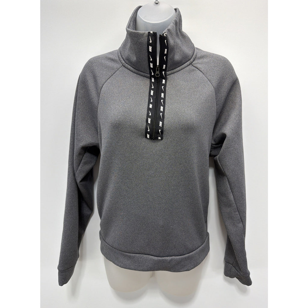 Nike Womens Quarter Zip Fleece Sweatshirt Size XS Gray Excellent