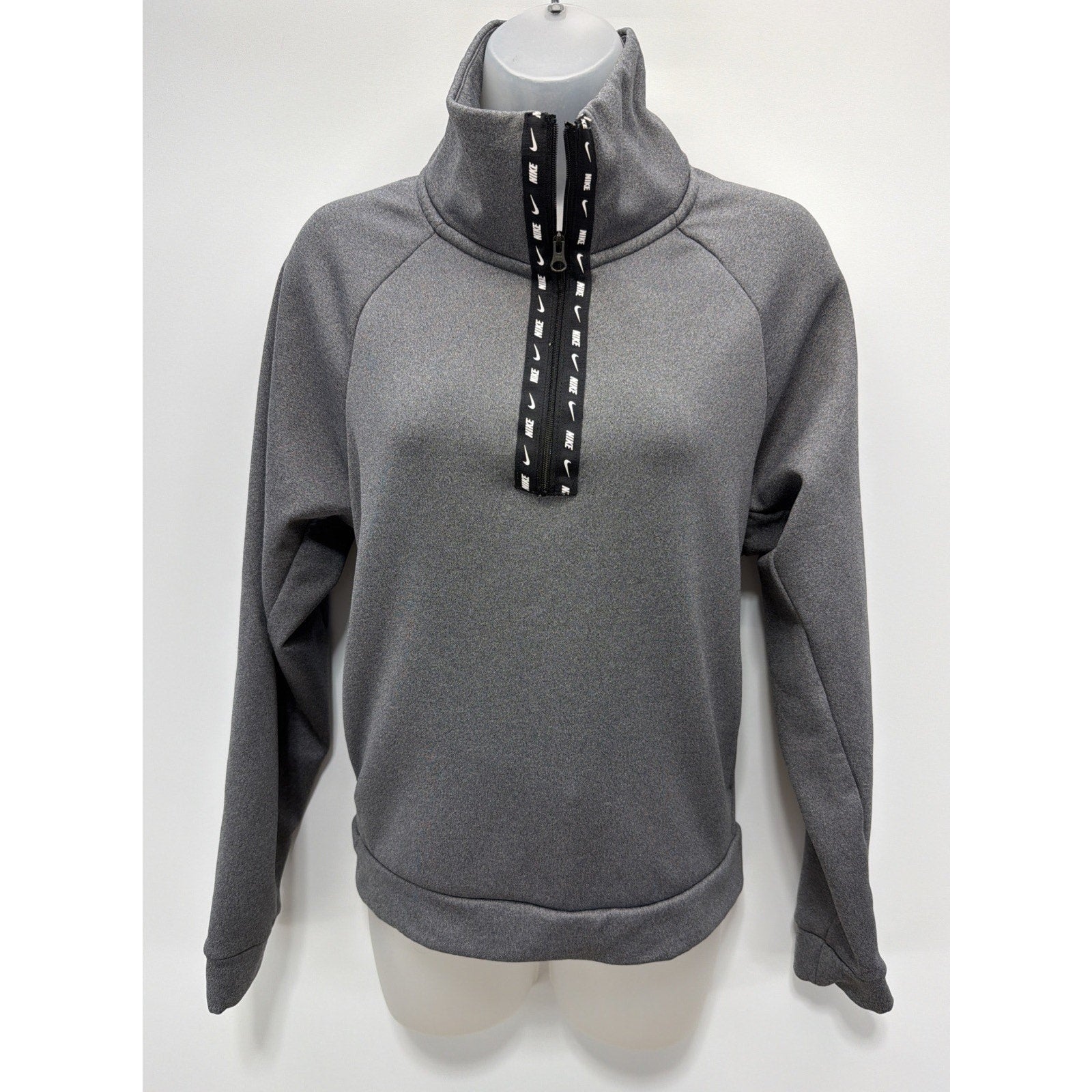 Nike Womens Quarter Zip Fleece Sweatshirt Size XS Gray Excellent