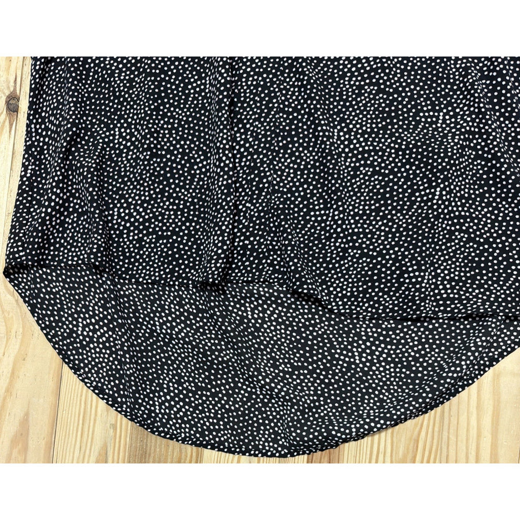 EXPRESS Black White Zipper V-Neck Career Top Roll Up Tab Sleeve XL