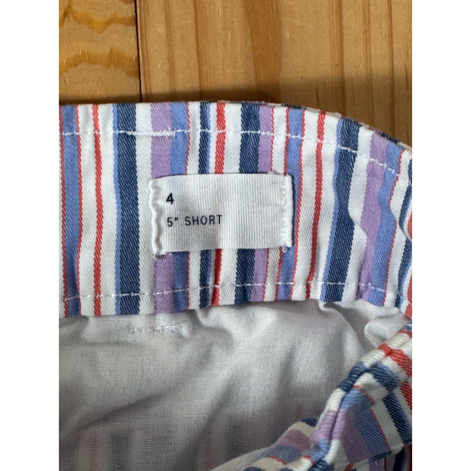 Gap Purple Blue Striped Cotton Chino 5" Mid-Rise Casual Shorts Women's Size 4