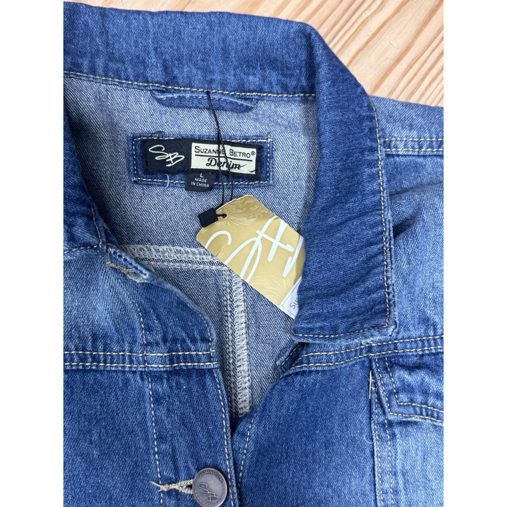 Suzanne Betro Blue Jean Denim Light Wash Jacket Women’s Size Large NWT