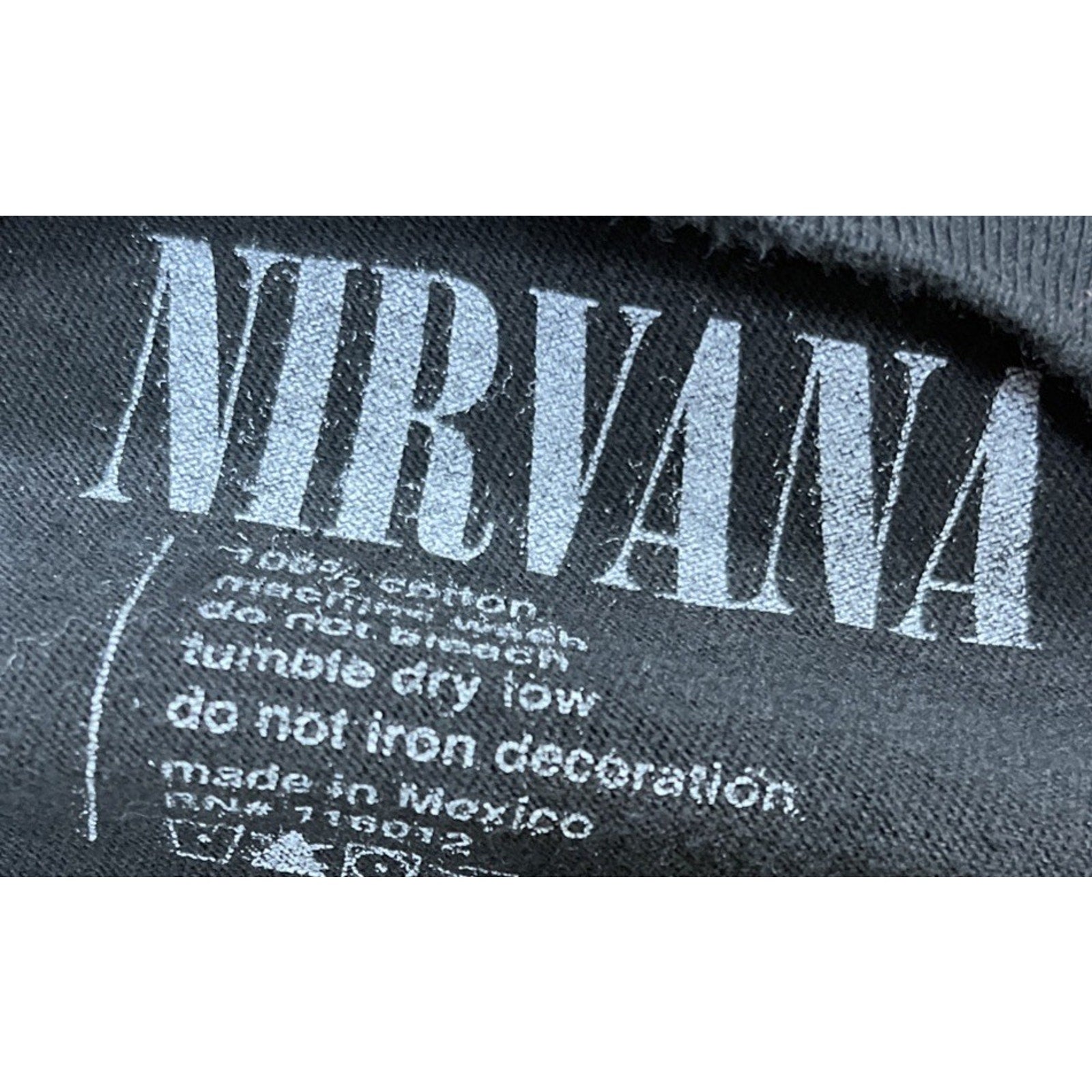 Nirvana T Shirt Small Graphic Spell Out Smiley Face Rock Black Short Sleeve Tee
