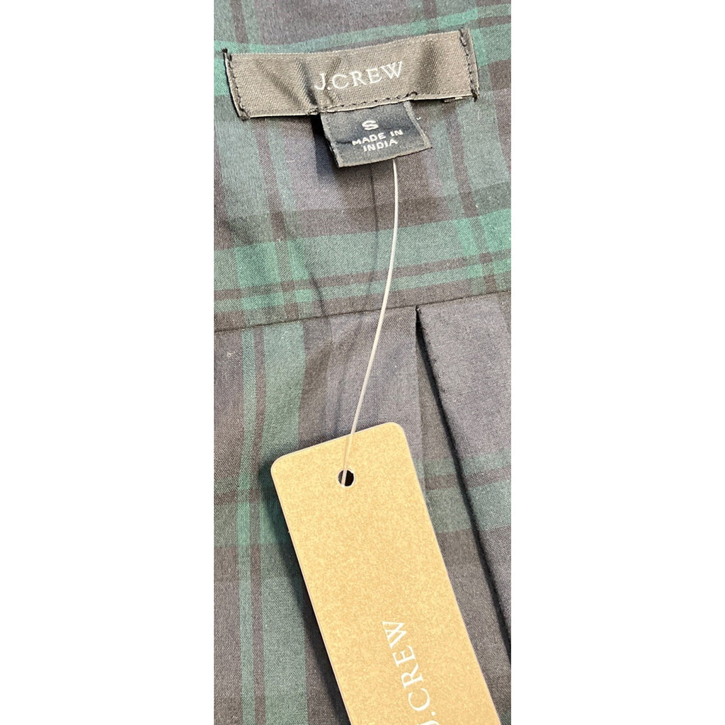 NWT! J.Crew Black Watch Plaid Tunic with Navy Velvet Piping-Size