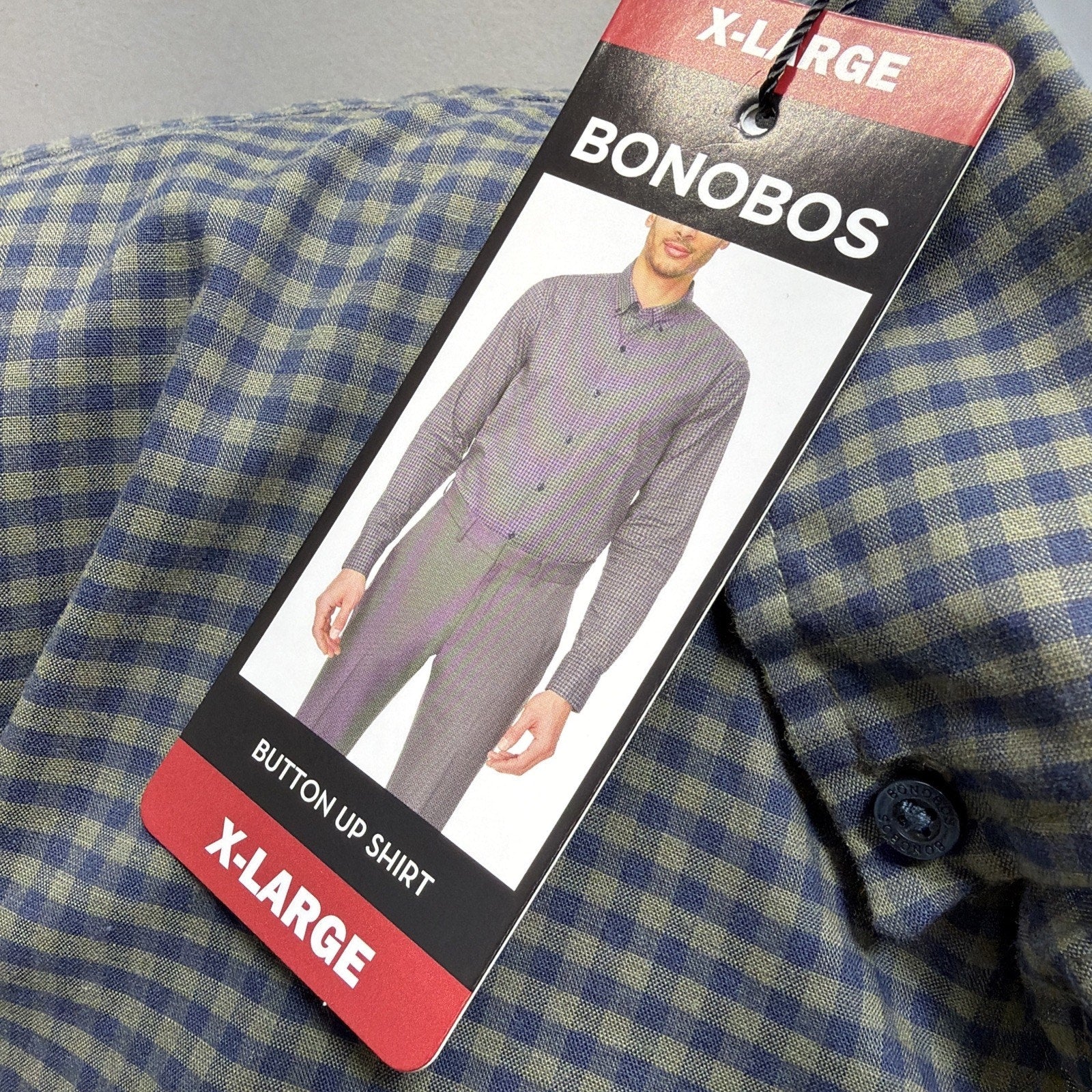 NWT Bonobos Button Up Shirt Mens XL Green Check Plaid Stretch Long Sleeve Slim