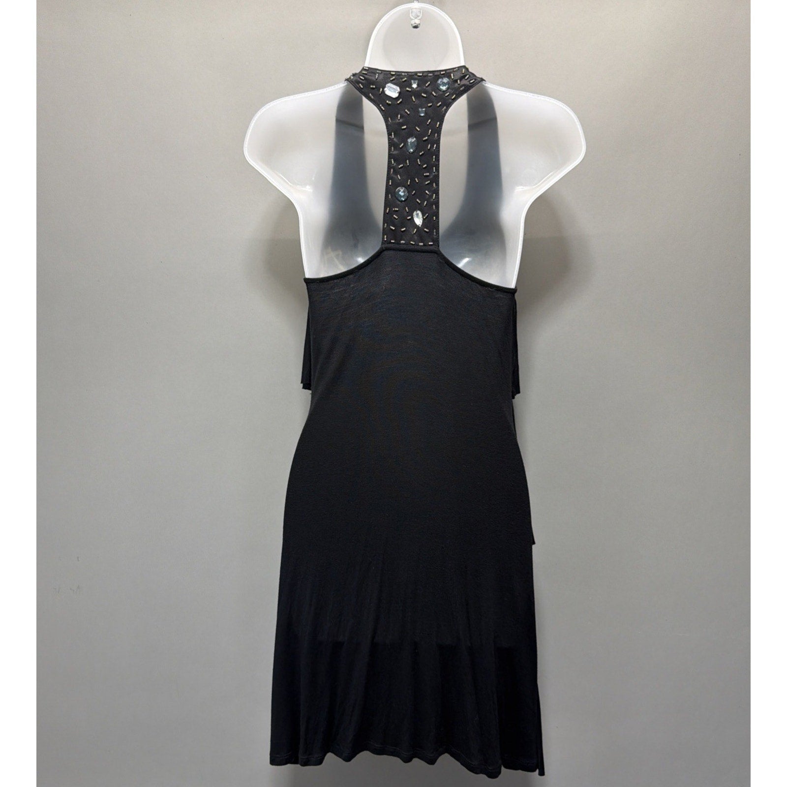 American Rag Womens S Black Tiered Embellished Layered Dress Salsa Night Out
