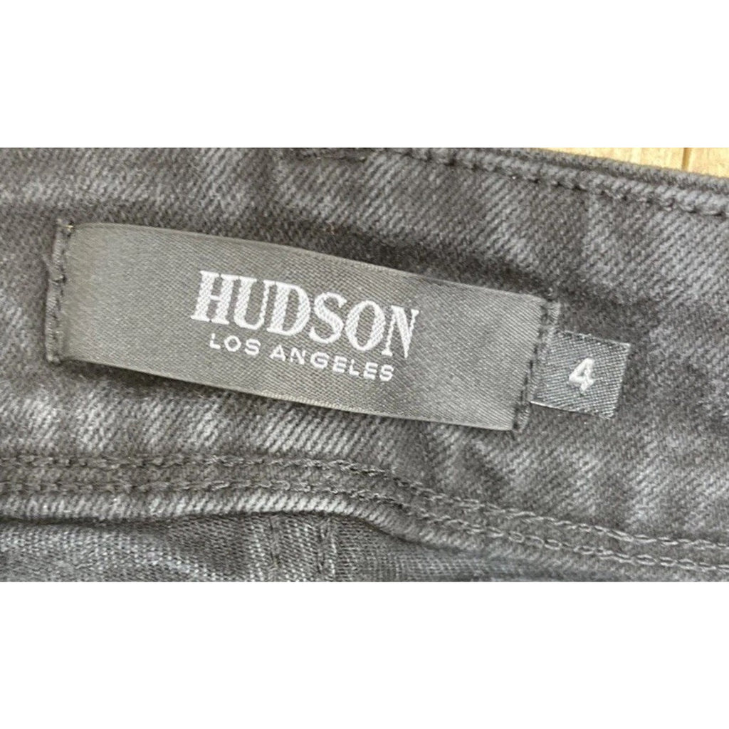 Hudson Beth Baby Boot Jeans size 4 Black Denim High Rise Flap Button Pocket
