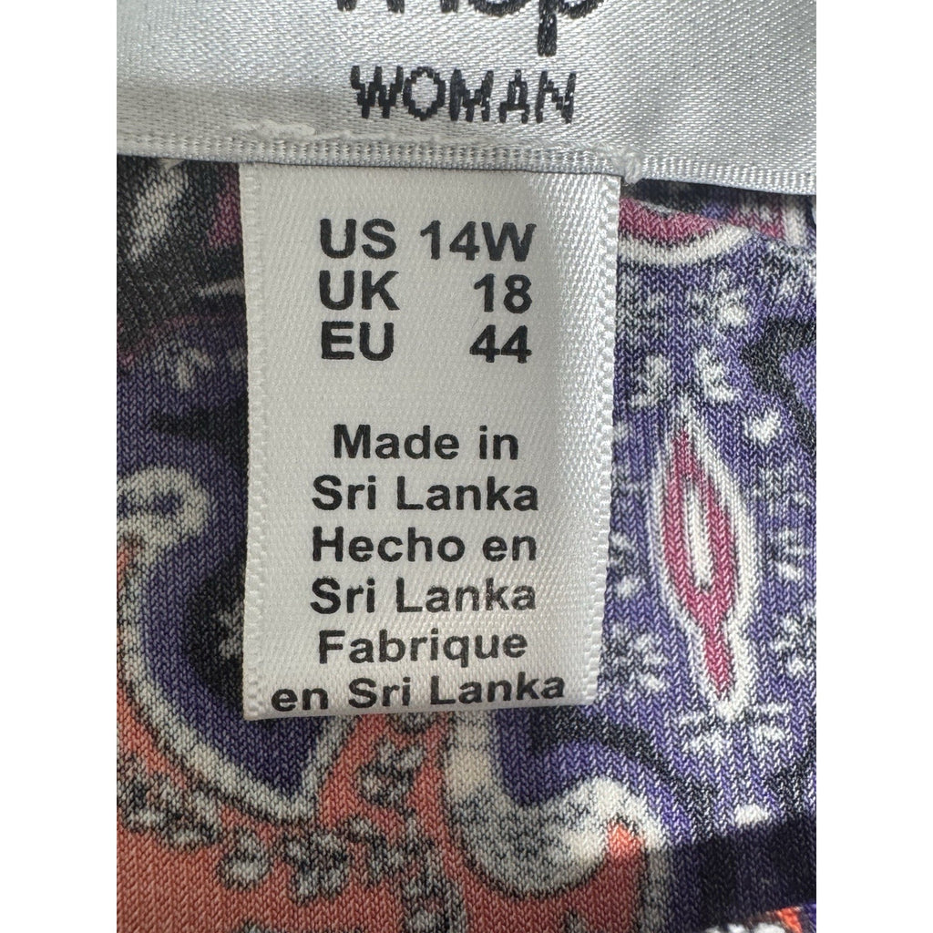 Wisp Women's 14W Dress Boho Mandalas Stretchy Black Orange Festival Purple NWT