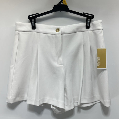 $98 Michael Michael Kors High Rise Pleated Stretch WHITE Shorts size 10