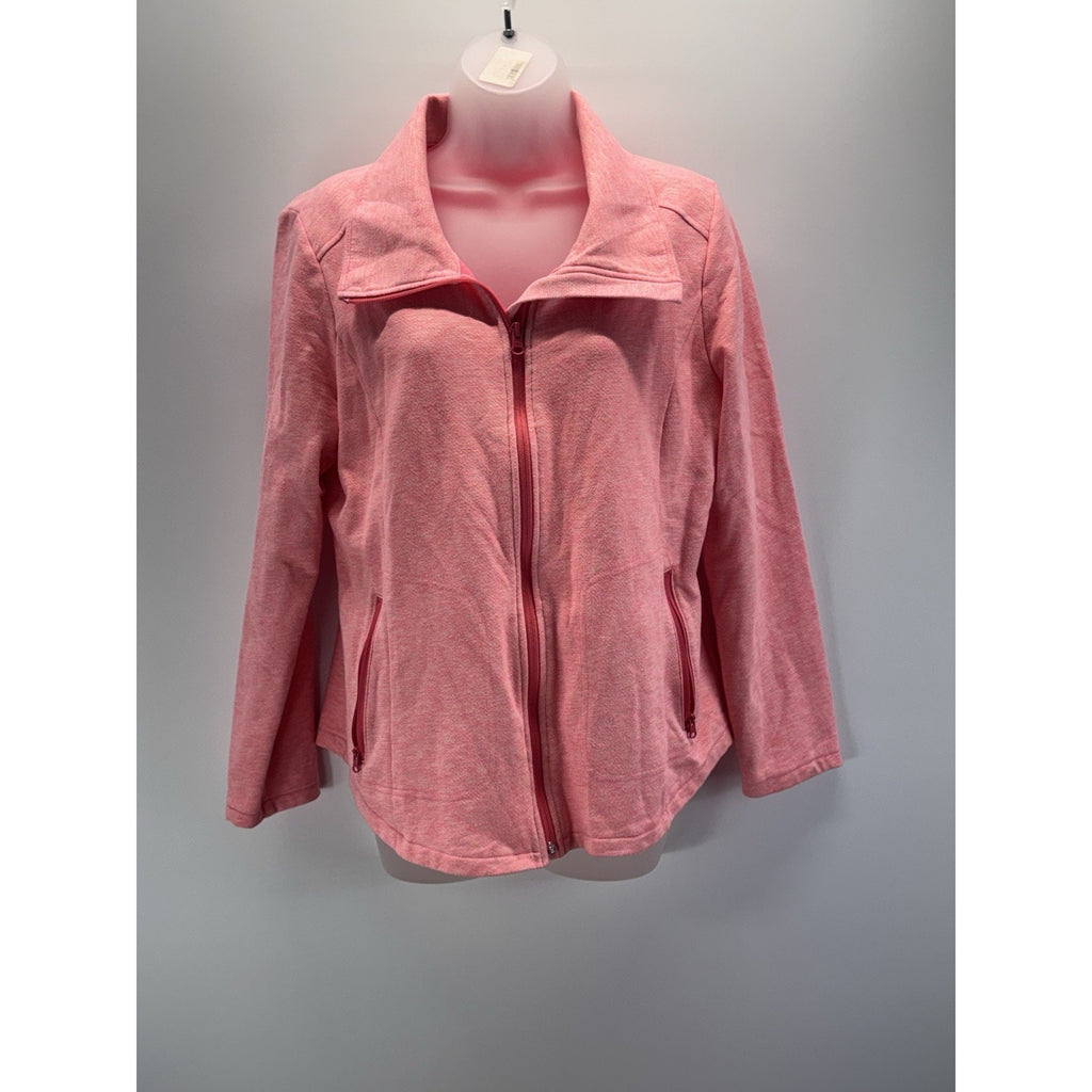 Talbots Jacket Cozy Brushed Terrain Pink Heathered Full Zip Athletic Women’s LP