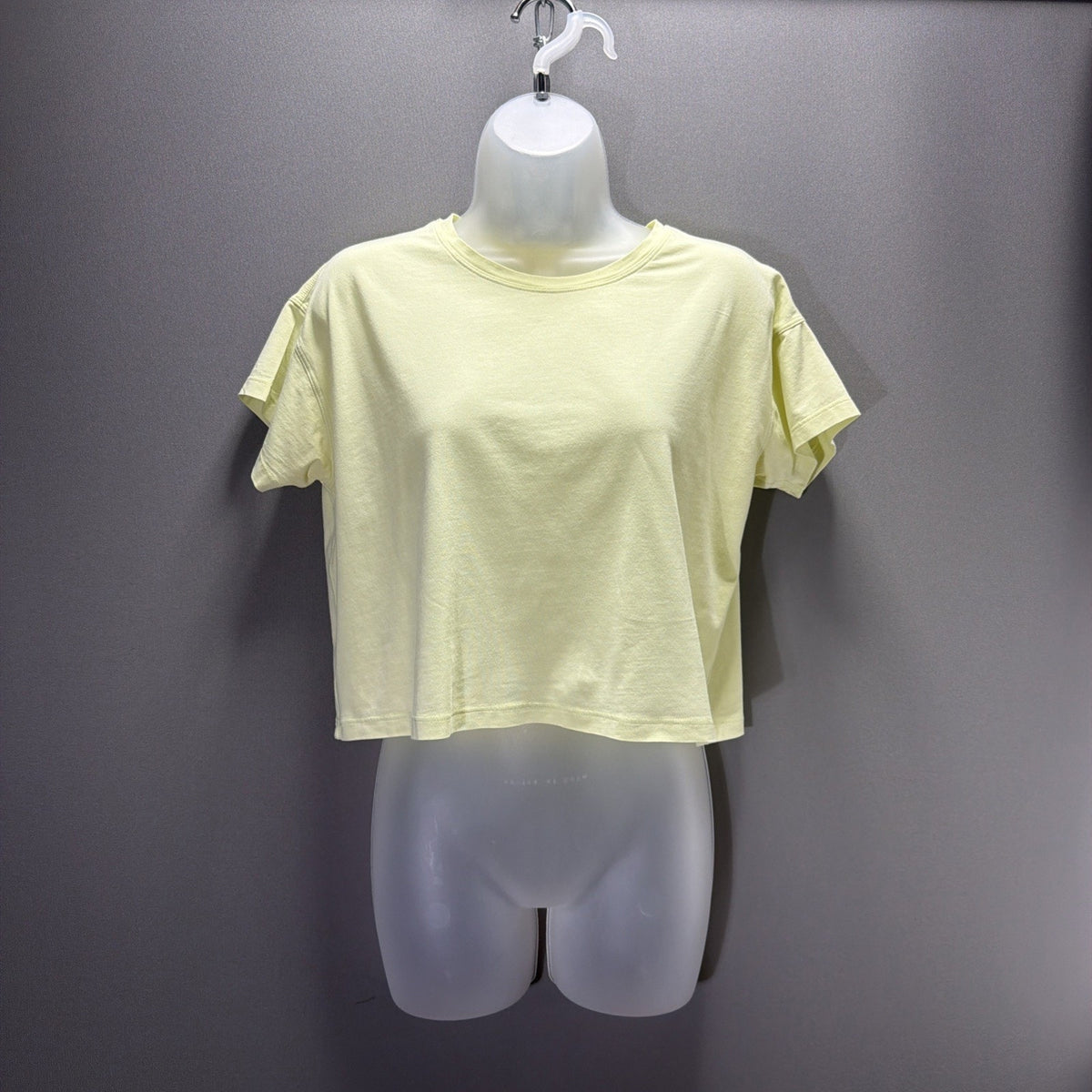 Lululemon Womens Yellow Cropped T Shirt Short Sleeve Relaxed Pima Cotton Tee