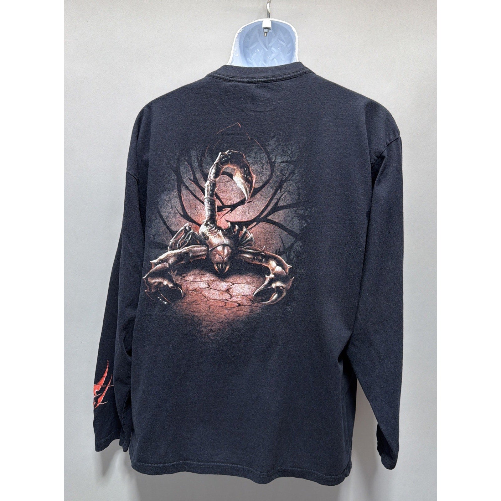 SPIRAL DIRECT BLACK SCORPION PRINTED DOUBLE SIDED LONG SLEEVE T-SHIRT XXL
