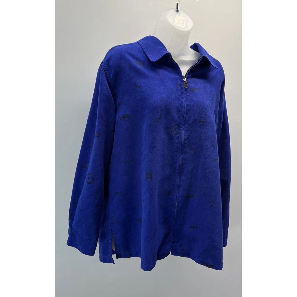 Chico’s Full Zip Aztec Print Jacket Size 2 Large Poly