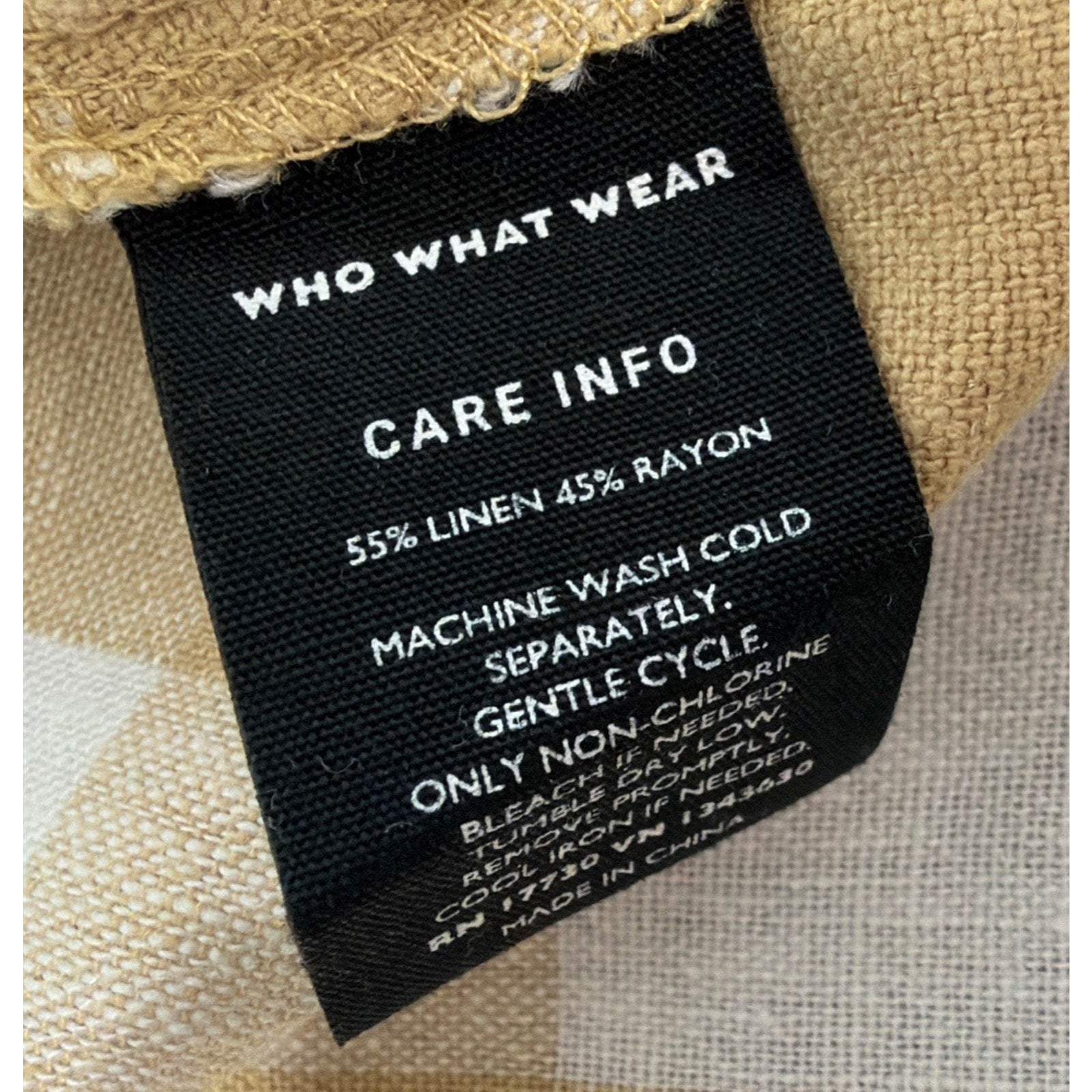 Who What Wear Women's Plaid Linen Blend Sleeveless Blouse Sz XXL Beige