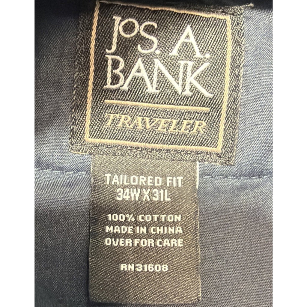 Jos. A. Bank Traveler Performance Tailored Fit Dress Pants Men 34x31 Blue NEW