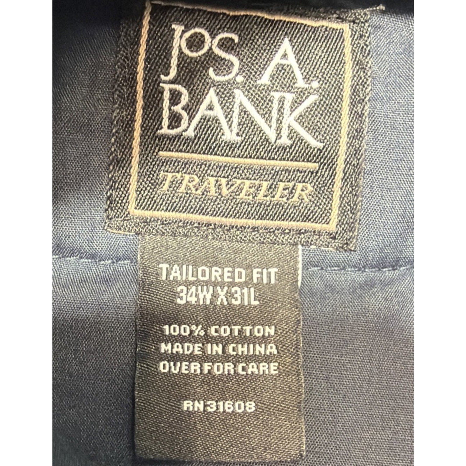 Jos. A. Bank Traveler Performance Tailored Fit Dress Pants Men 34x31 Blue NEW