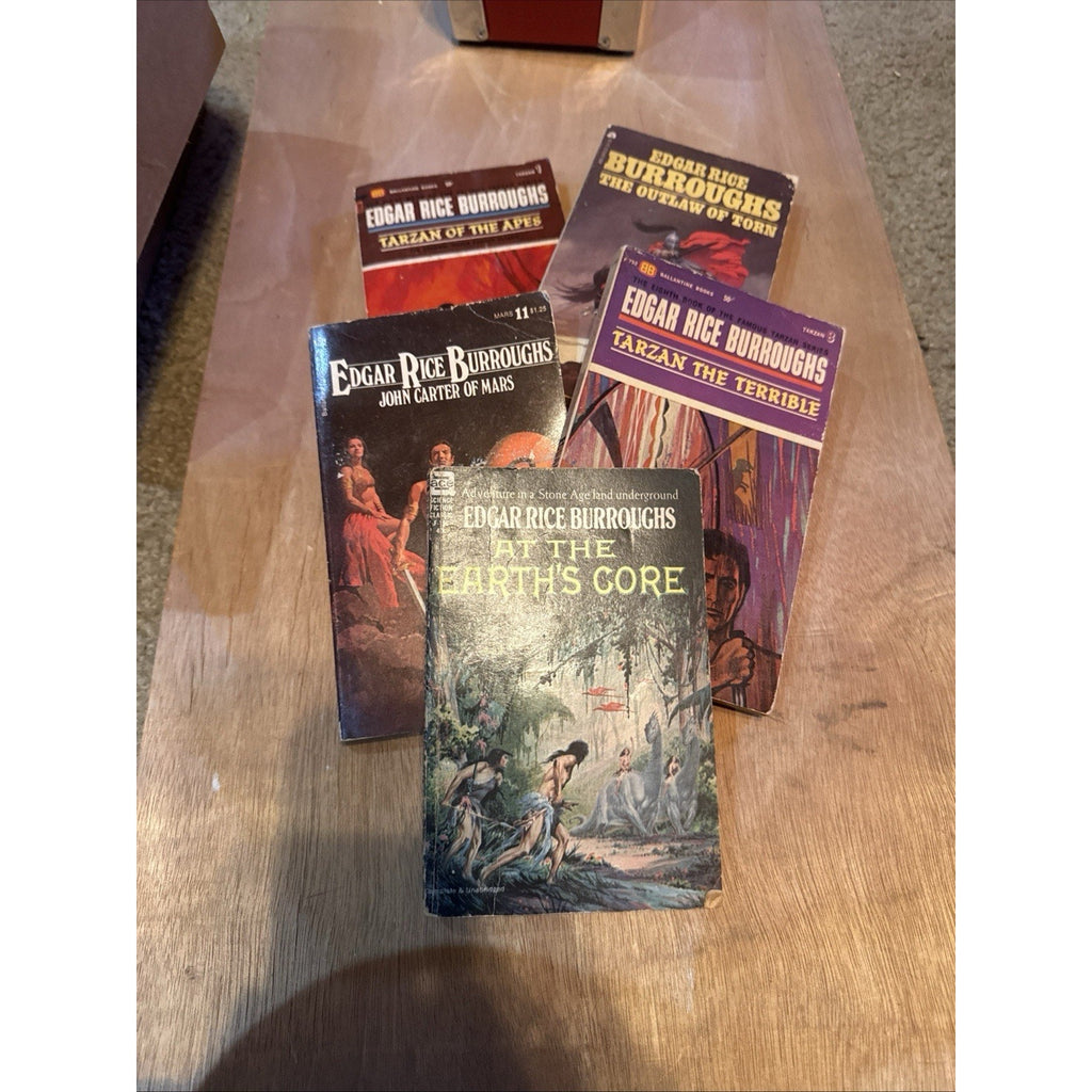 Edgar Rice Burroughs Vintage Paperback Lot 5 Tarzan John Carter Ace Ballantine