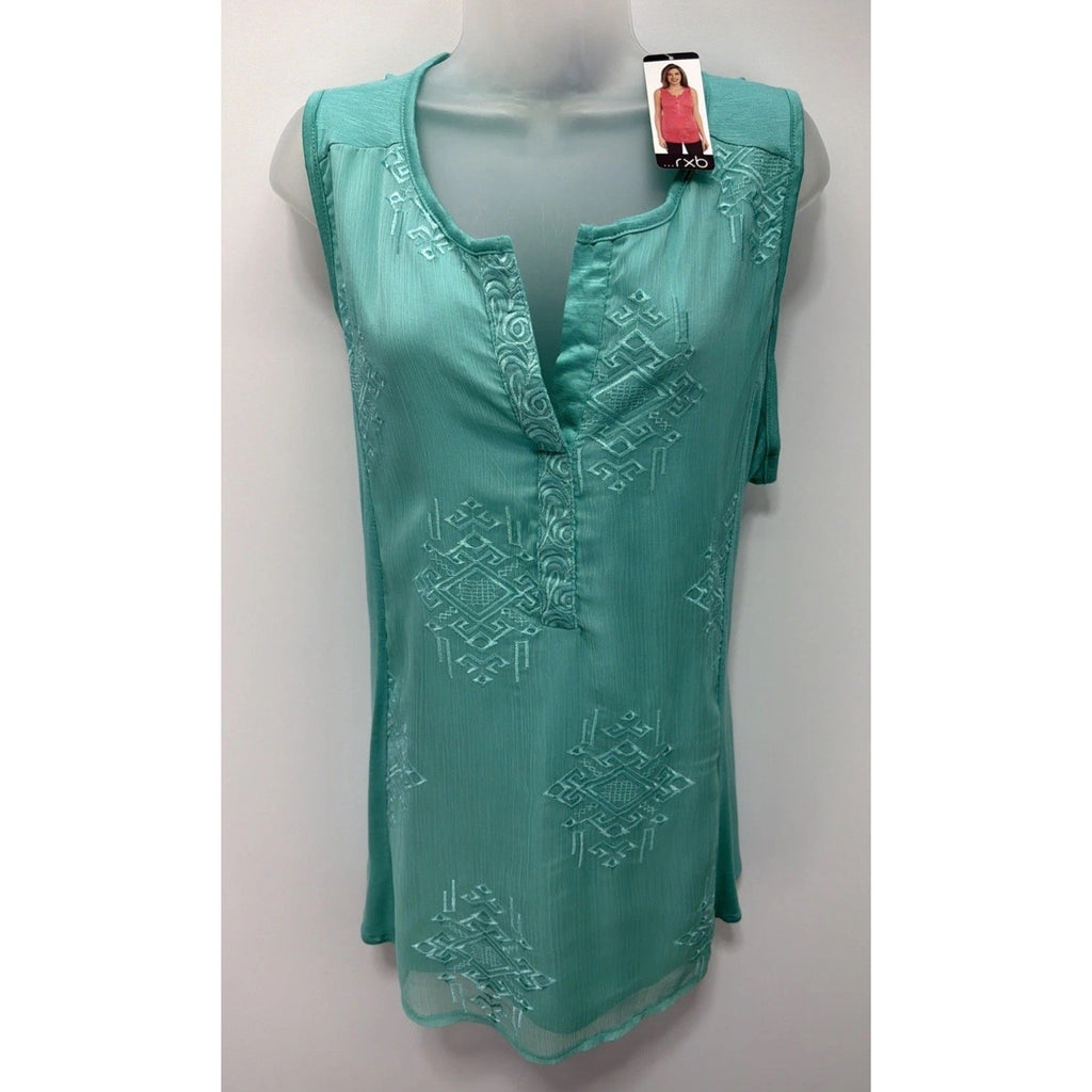 RXB Sleeveless Calypso Pool Blue Lined Blouse XXL NWT