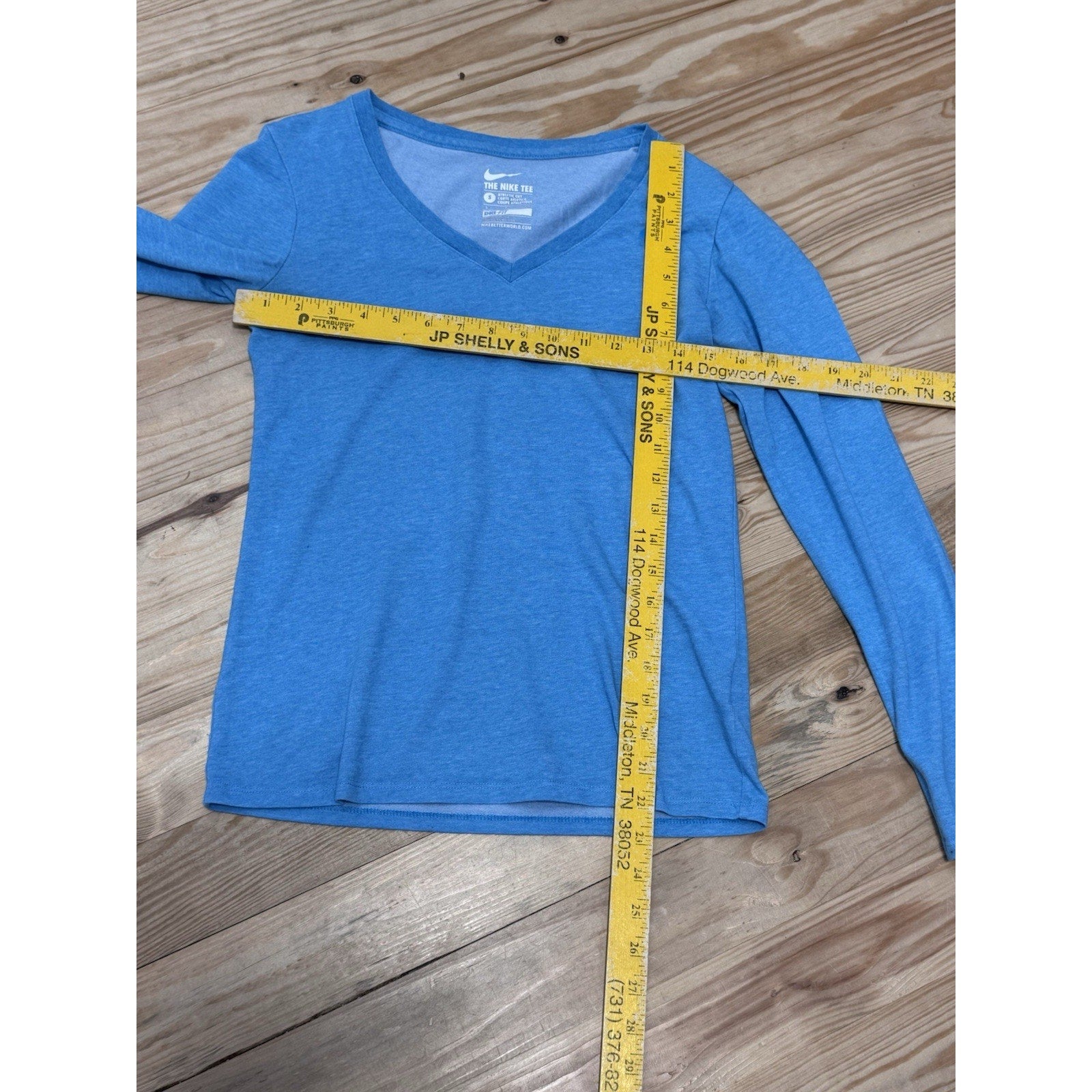 Nike Dri-Fit Athletic Cut Top Blue Long Sleeve T-Shirt Women’s Size Small
