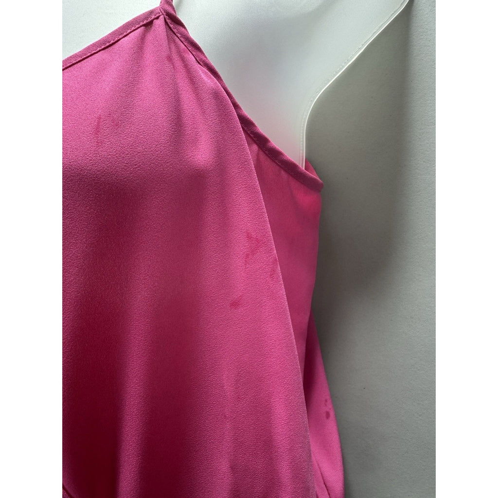 GUESS Los Angeles Women Small Pink Satin Wrap Cami Tank Top Sleeveless Blouse